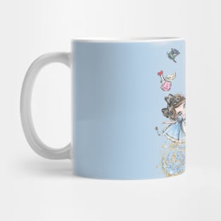 Kawaii Alice falling through Wonderland Mug